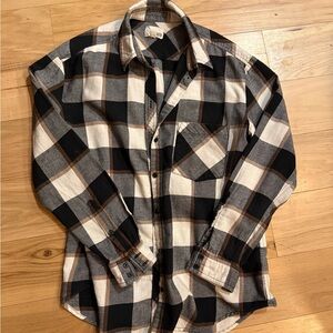 Wilfred Black, White & Brown Plaid Button-Down Shirt flannel